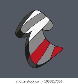 Cartoon three-dimensional vector illustration of a colored arrow.