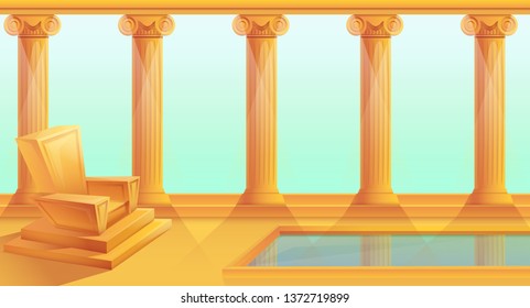 Cartoon Throne In Greek Style, Vector Illustration