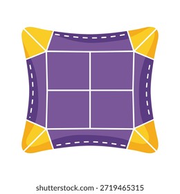 Cartoon-Wurfkissen mit Straßenmuster auf violettem Hintergrund