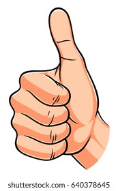 Cartoon thumb up gesture on the white background. Hands series. 