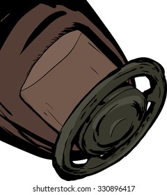 Cartoon thumb with steering wheel over isolated background