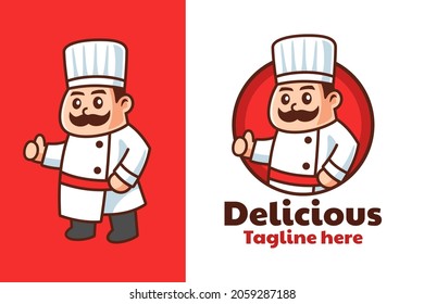 Cartoon Thumbs Up Chef Mascot Logo Design