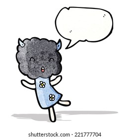 chica de cabeza de nube trueno de dibujos animados