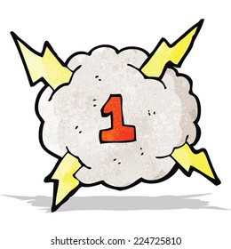 cartoon thunder cloud with number 1