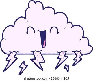 cartoon thundercloud in bright neon color