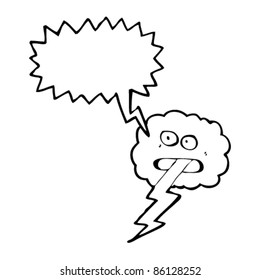 relámpago de dibujos animados en nube negra