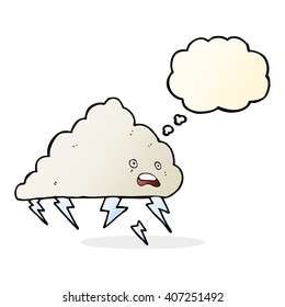 cartoon thundercloud with thought bubble