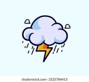 Cartoon Thunderstorm Icon vector illustration simple modern style