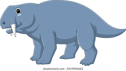 Cartoon tiarajudens dinosaur on white background of illustration