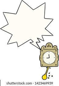 cartoon ticking clock with pendulum with speech bubble