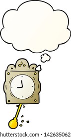 reloj de marcación de dibujos animados con burbuja de pensamiento en un estilo de gradiente suave