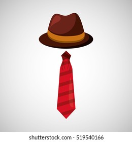 cartoon tie hat father day symbol vector illustration eps 10