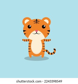 Cartoon tiger character. animal cartoon illustration concept.