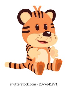 Cartoon tiger character. Cute soft toy icon