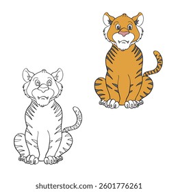 cartoon tiger drawing. cartoon. easy to edit. simple design.