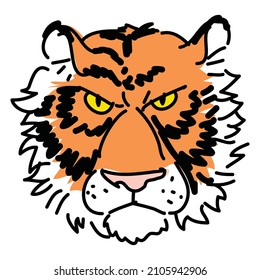 Dibujo de dibujos de dibujos de caricatura de tigre facial vector