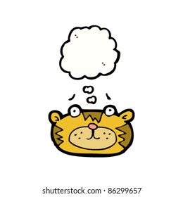 cartoon tiger face with thought bubble