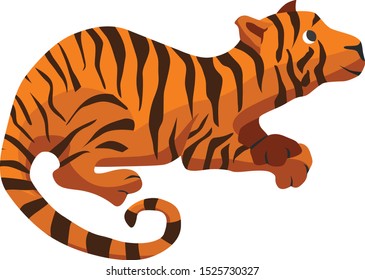 Cartoon tiger flat vector illustration
