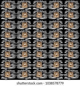 cartoon tiger heads pattern