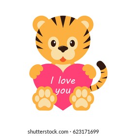 cartoon tiger with heart
