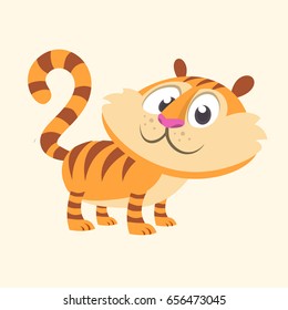 Cartoon tiger icon. Flat Bright Color Simplified Vector Illustration In Fun Cartoon Style Design. Isolated