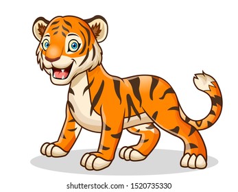 cartoon tiger isolated on white background.