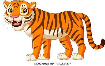 Cartoon tiger isolated on white background