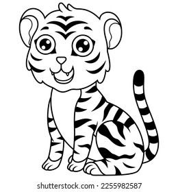 Cartoon tiger isolated on white background