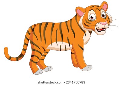 Cartoon tiger isolated on white background.