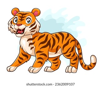 Cartoon tiger isolated on white background