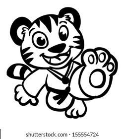Cartoon Tiger Karate Kick