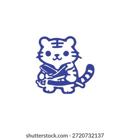 A cartoon tiger in a kimono, drawn in a simplistic style