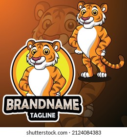 Cartoon tiger mascot design posing