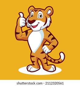 Cartoon tiger mascot giving thumb up