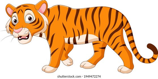 Cartoon tiger on white background