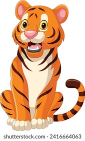 Cartoon tiger on white background