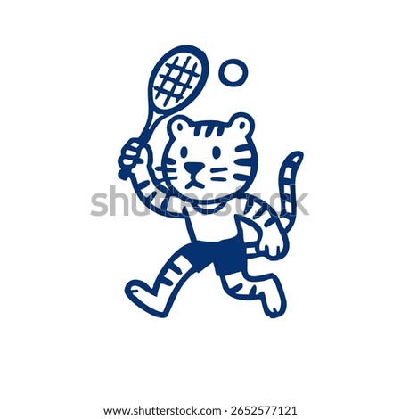 Cartoon tiger playing tennis vector