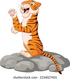 Cartoon tiger posing on the stone