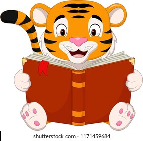 Cartoon Tiger Reading A Book