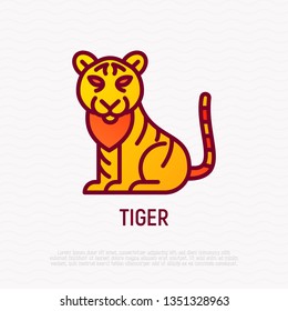 Cartoon tiger thin line icon. Modern vector illustration for Chinese horoscope.