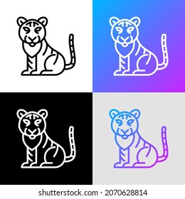 Cartoon tiger thin line icon. Modern vector illustration for Chinese horoscope.