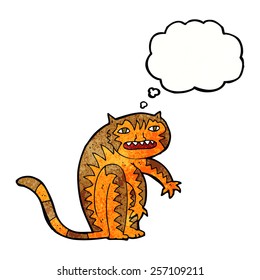tigre de dibujos animados con burbuja de pensamientos
