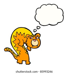 cartoon tiger with thought bubble