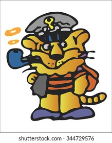 Cartoon tiger, vector illustration.