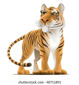 Cartoon Tiger. Vector illustration of a tiger with serious expression of the snout that is depicted in a cartoon style.