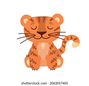Cartoon-Tiger. Vektorbild. Symbol des Jahres 2022 auf dem Ostkalender. Tiger im Doodle-Stil. Drucken von Souvenirs und Postkarten zum Neujahr.