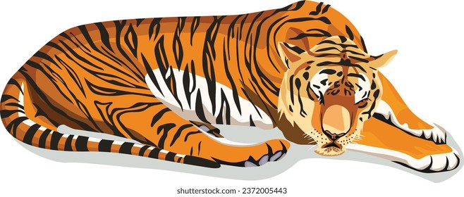Cartoon tiger, white background, vector