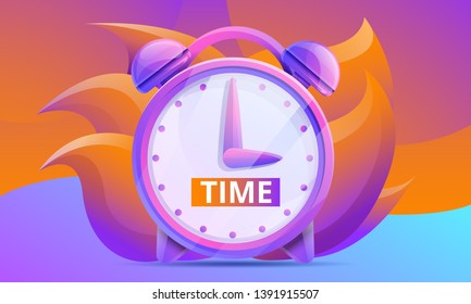 cartoon time concept design with clock, vector illustration