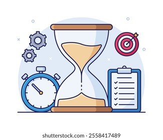 Cartoon time management concept illustration