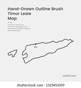 Cartoon Timor Leste Map, Hand Drawn Timor Leste Map, Doodle Timor Leste Map Vector Outline Style Map Information